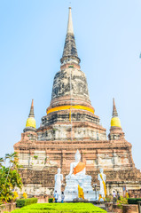 Naklejka premium Wat Yai Chaimongkol temple in ayutthaya Thailand