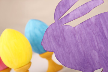 Rabbit with colorful easter eggs