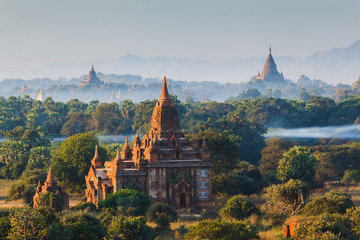 The Temples of bagan at sunrise, Bagan, Myanmar