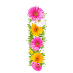 Spring color letter with flower "I" 