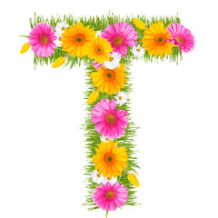 Spring color letter with flower "T" 