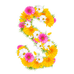Spring color letter with flower "S" 