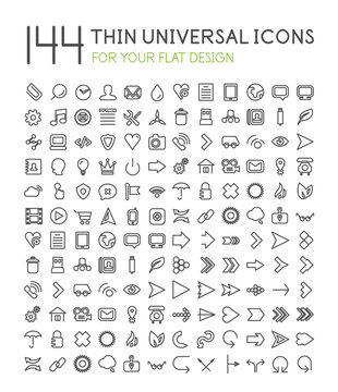 Large collection of thin universal web icon set