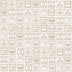 Fototapeta premium Tea cups and pots frame unique design.