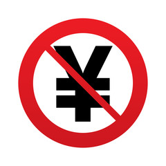 No Yen sign icon. JPY currency symbol.