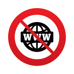 No WWW sign icon. World wide web symbol.