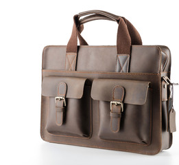 Leather bag isolated on white background