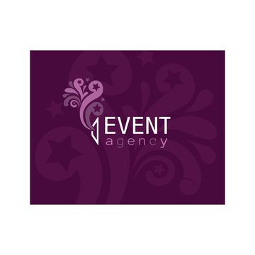 Vector event agency logo. Fireworks fly out of the shop window.