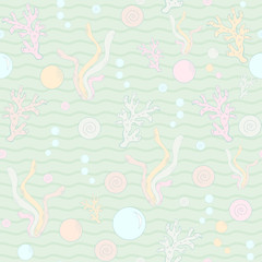 Seamless pattern with seaweed.Vector illustration.