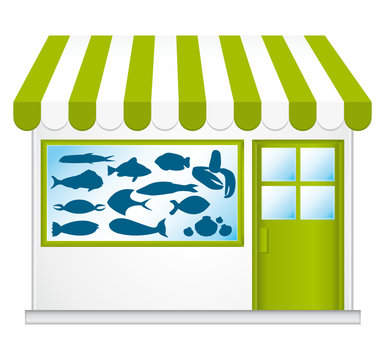 Fishmonger. Cute little green shop.