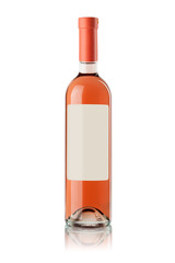 butelka różowego wina z pustą etykietą
