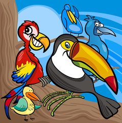 Obraz na płótnie Canvas cute birds group cartoon illustration