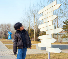 Child looking for direction