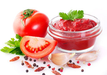Fresh tomatoes with paste