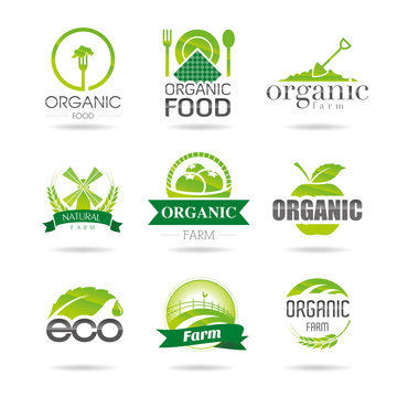 Ecology, organic, farm icon set. Eco-icons