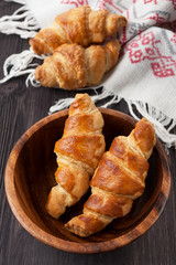 Croissants in rustic style