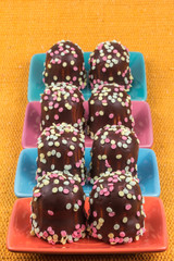 marshmallow in chocolate with sugar decorations