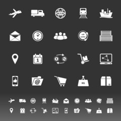 Logistic icons on gray background