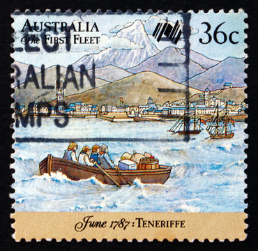 Postage stamp Australia 1987 First Fleet at Tenerife