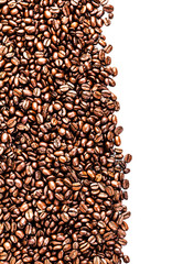Roasted Coffee Beans background texture isolated on white backgr