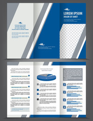 Vector empty trifold brochure print template design - 61405397