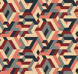 Abstract Vector Seamless Geometric Pattern, Vintage Colors