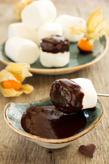 marshmallow with shkoladnym sauce.