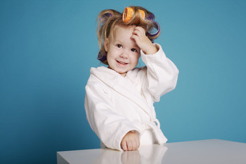 cute little girl with curler portrait