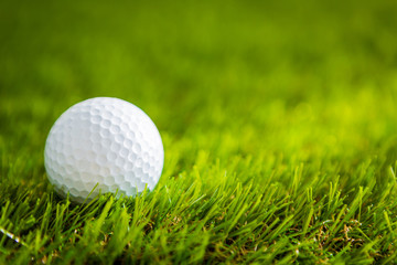Golf ball on green grass