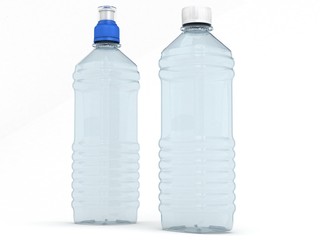 Empty bottles isolated on white background