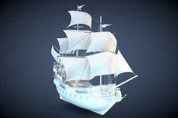 3D Modell Galeone Blaupause Segelschiff
