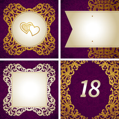 Vintage greeting cards with floral motifs in retro style. © Anna Pogulyaeva