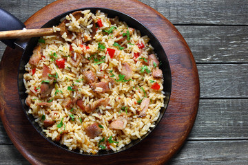 Fried rice with pork and paprika