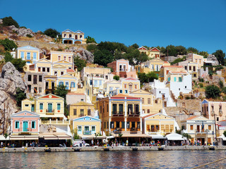Colorful Symi island in Greece - obrazy, fototapety, plakaty