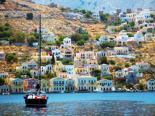 Greece icon - Symi island - obrazy, fototapety, plakaty