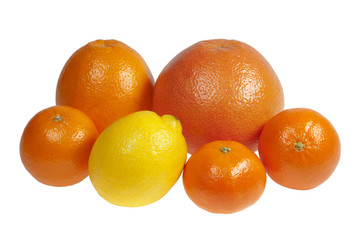 Citrus fruits on a white background