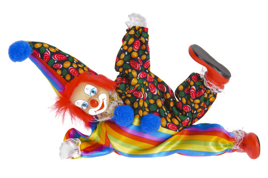 Clown with colorful clothes isolated over white background