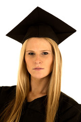 portrait of a female college graduate in cap and gown