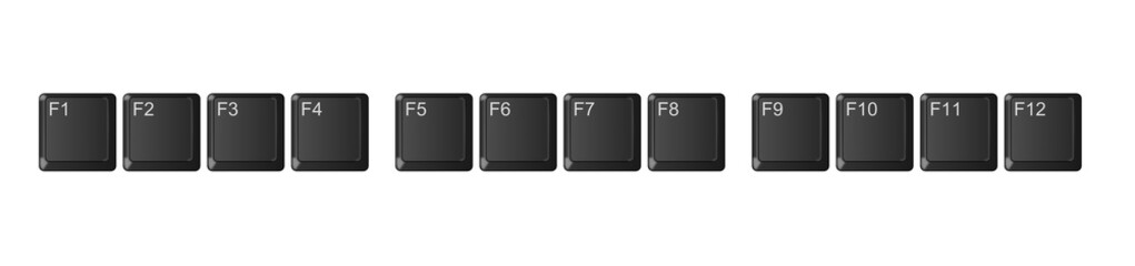 Computer keyboard function keys, black