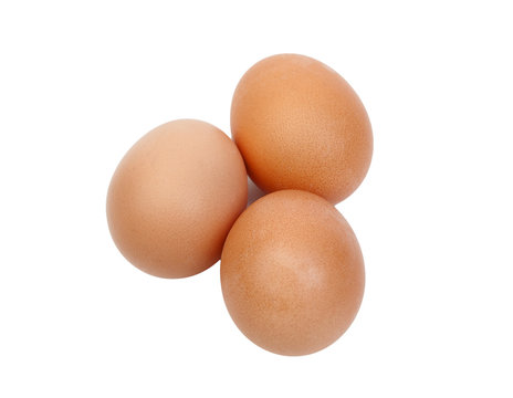 Macro of three brown eggs