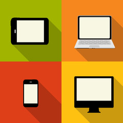 Computing Concept on Different Electronic Devices. Vector Illust