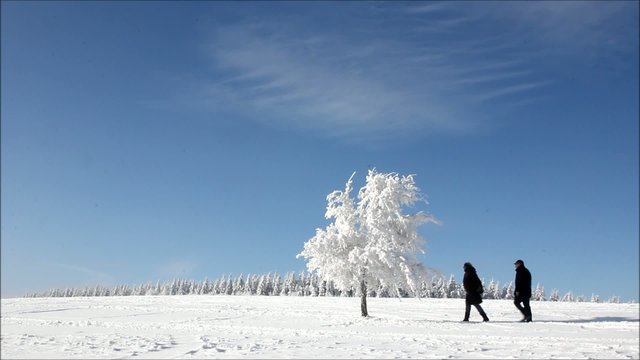 Wanderer in Winterlandschaft
