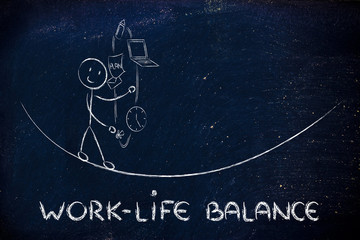 Fototapeta na wymiar work life balance & managing responsibilities: working father ju
