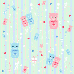 Seamless pattern with cute cubs.Vector illustration.