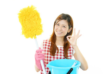 ガッツポーズの主婦