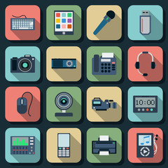 Electronic flat vector icons set 2