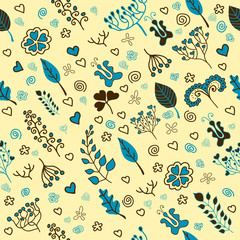 Cute colorful floral seamless pattern with leaf and flowers
