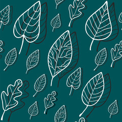 Seamless stylized leaf pattern. Vector illustration