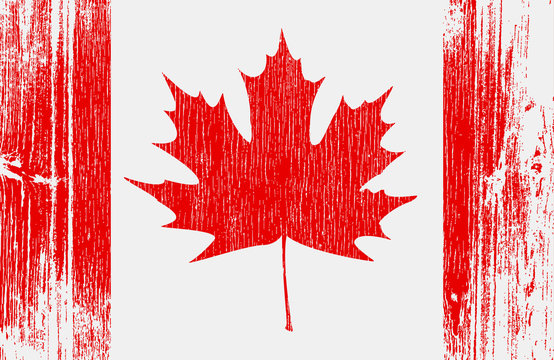 Canadian Flag On Wood