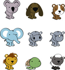 baby animals kawaii cartoon pack collection in vector format
